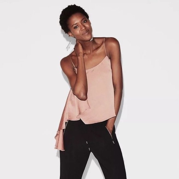 Express Asymmetrical Ruffle Silk Top - Picture 2 of 7